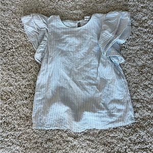 blue and white stripped blouse. size: XS
